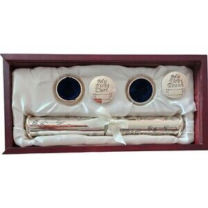 Baby Keepsake Gift Set My First Tooth Curl Silver Plated Memory Holder Gift Box